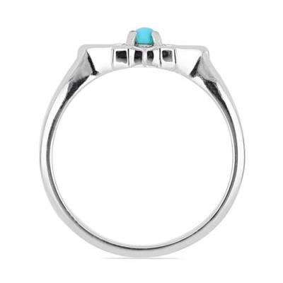 BUY NATURAL BLUE TURQUOISE GEMSTONE CLASSIC RING IN 925 SILVER